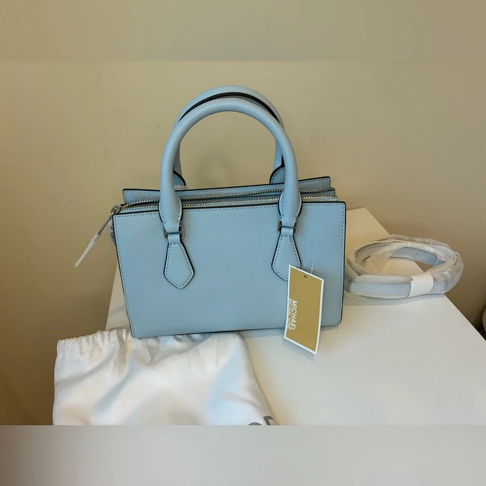 Michael Kors Sheila Small Faux Saffiano Leather Satchel Vista Blue